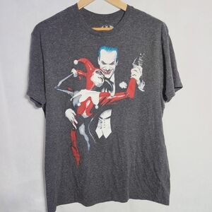 Distressed Batman Dark Gray Joker and Harley Quinn Tee XL